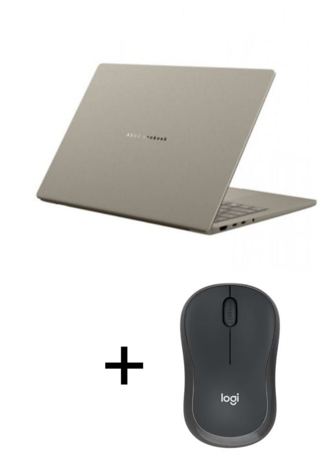 ASUS ZENBOOK A14 Laptop with 14 Inch WUXGA / AMD A4-9120 / 16 Gigabyte / 512 Gigabyte SSD / Qualcomm Adreno / with Logitech M240 Silent Bluetooth Mouse Dark Beige