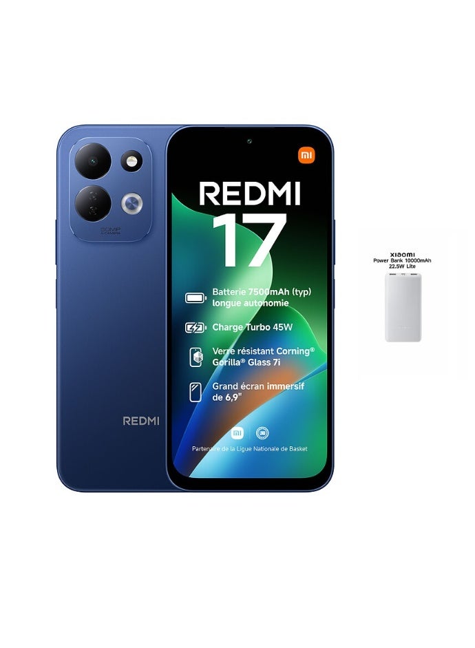 Redmi 17 Dual SIM Deep Blue 6GB RAM 256GB 4G With Free Xiaomi Power Bank Lite 10,000 mAh 22.5W Fast Charging (Color of Gift May Vary)