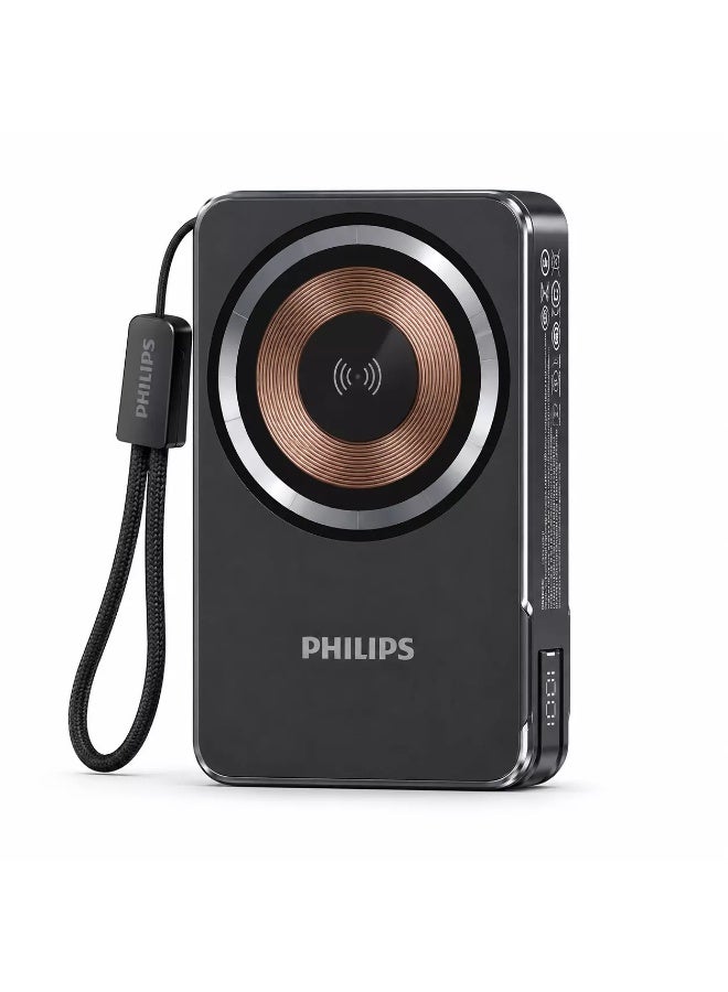 DLP9388 10000mAh 22.5W Power Bank – 5-in-1 Wired & Wireless Fast Charging Portable Charger with Built-In Adapter, LED Display, Phone Holder & MagSafe Function Multicolor