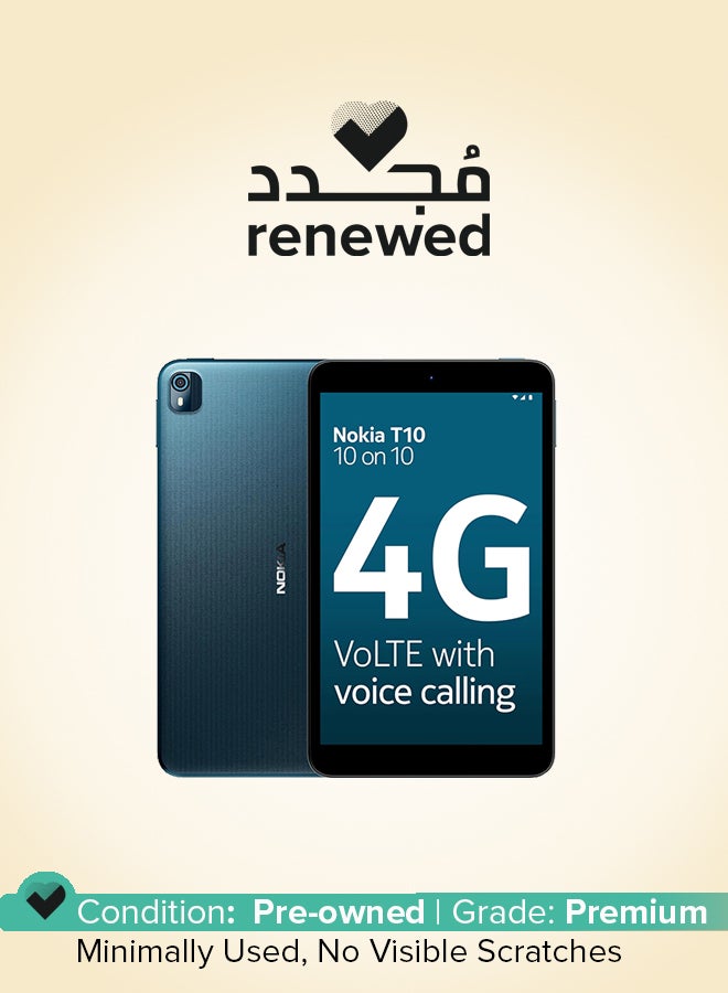 NOKIA Renewed - Nokia T10 Android™ 12 Tablet with 8” HD Display, 8MP Rear Camera, AI face Unlock, All-Day Battery, WiFi + 4G Volte | 3 + 32GB