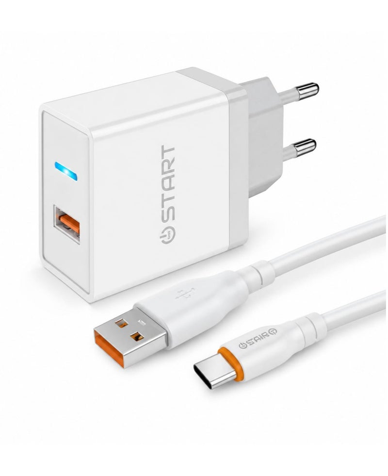ST-104 Super Charger Dual USB Fast Charger QC 3.0 VOOC with Type-C Cable 100cm LED Display Light Charging Indicator