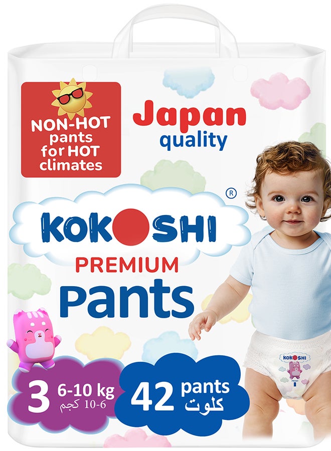 Premium Baby Pants Size 3 (6–10kg) Ultra-Soft, Hypoallergenic, 12h Protection, Breathable, Leak-Proof Japanese Pull-Up Nappies