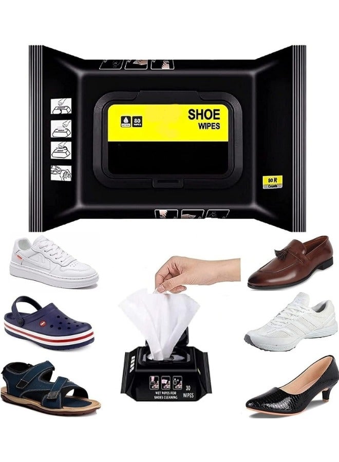 Disposable Shoe Cleaning Wipes for Dirt Removal and Cleaning White Sneakers - 80 Wipes