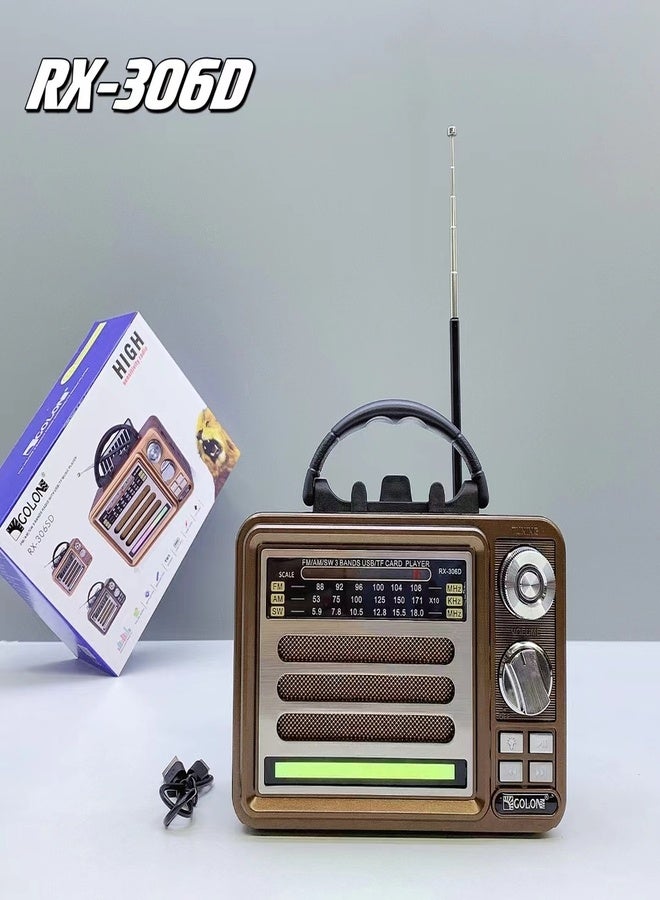 USB DC Retro FM SW Band Golon Disco Light Fashionable Old Fashion Wireless Radio with TWS RGB Stereo Speaker