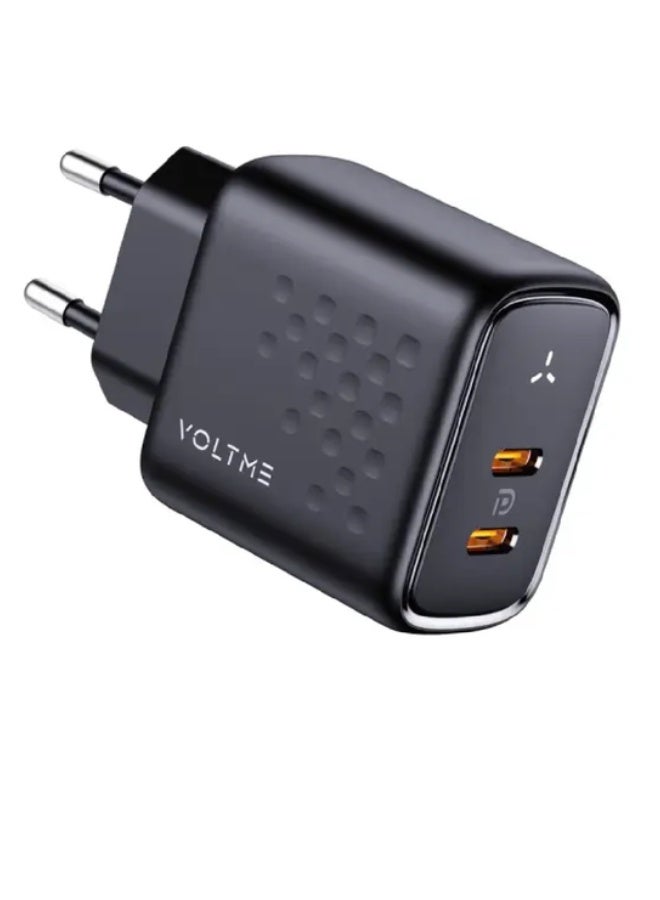 Voltme Revo 45 Duo Dual-Port C+C PD 45W Wall Charger with GaN Tech-Black