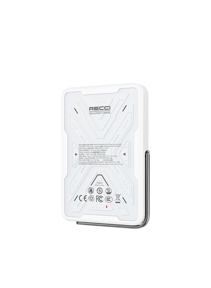 Recci Warrior Series Power Bank RPB-W32 | 10000mAh | 20W PD Fast Charging | 15W Wireless Charging | Built-in Stand