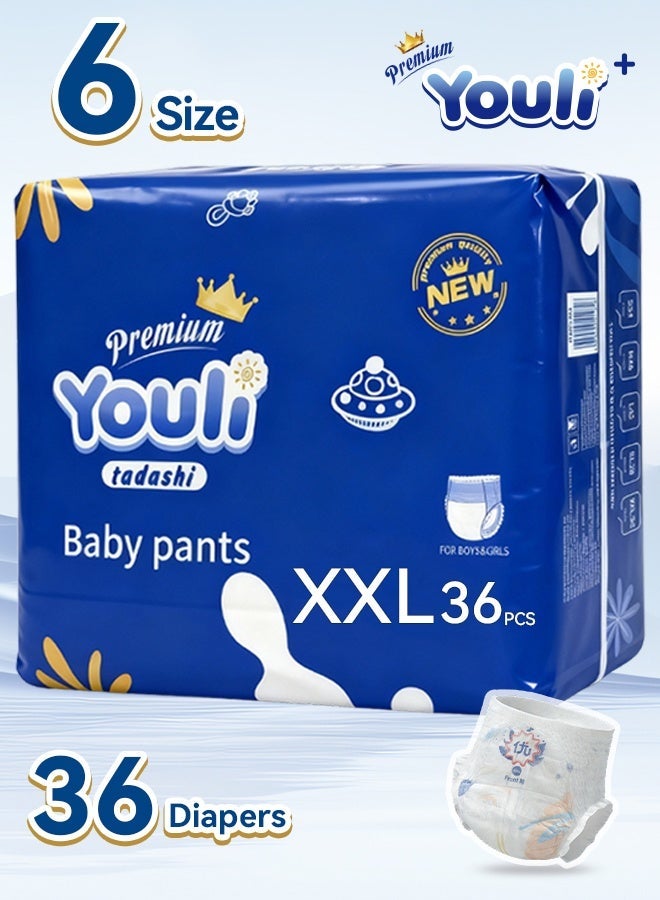Baby Diapers,Pants Diapers Size 6，15+ Kg, 360° Leak-Free Fit For Up To 100% Leakage Protection, Ultimate Comfort 36 Diapers