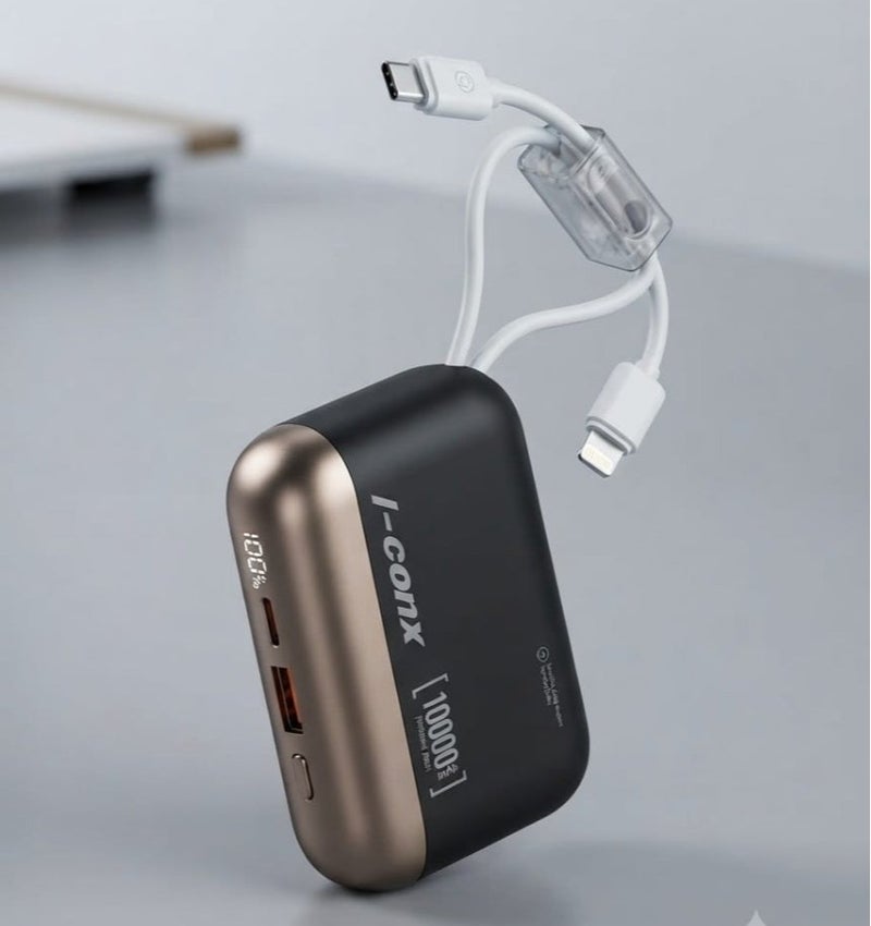 I-CONX I-151 10000mAh Power Bank – Fast Charging & Built-In Cables