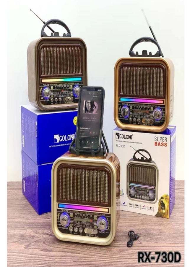 RX-730D Retro Speaker Vintage Style Disco Light AM FM SW TV 4 Bands Stereo Sound Radio Speaker BT USB TF TWS Retro FM Speaker