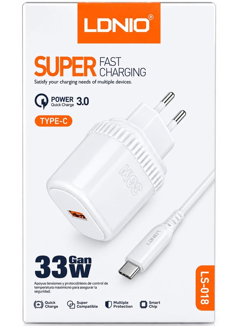 LDNIO 33W GaN Super Fast Wall Charger with Type-C Port