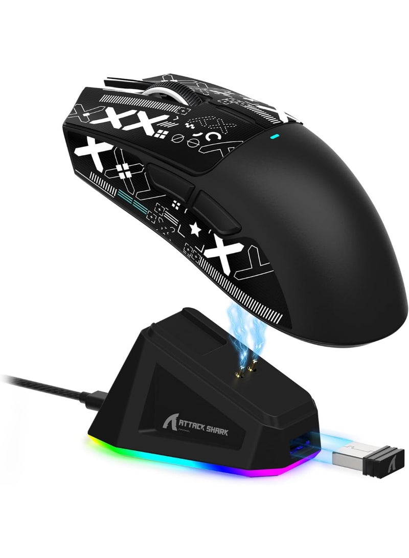 X11 Lightweight Tri-Mode Wireless 2.4G/USB-C Wired/BT Gaming Mouse with RGB Charging Dock ,22K DPI,PAW3311 Optical Sensor (Black)