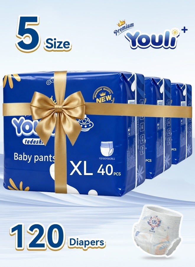 Baby Diapers,Pants Diapers Size 5, 12-17 Kg, 360° Leak-Free Fit For Up To 100% Leakage Protection, Ultimate Comfort Rash Protection Mega Pack 120 Diapers
