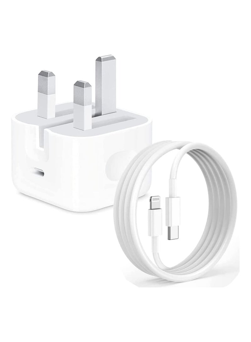 iPhone 20W Fast Charger | USB C Wall Fast Charger with 1m USB C to Lightning Cable Compatible with iPhone 14/14 Pro/14 Pro Max/13/12/SE2020/11/XR/XS Max/X/iPad