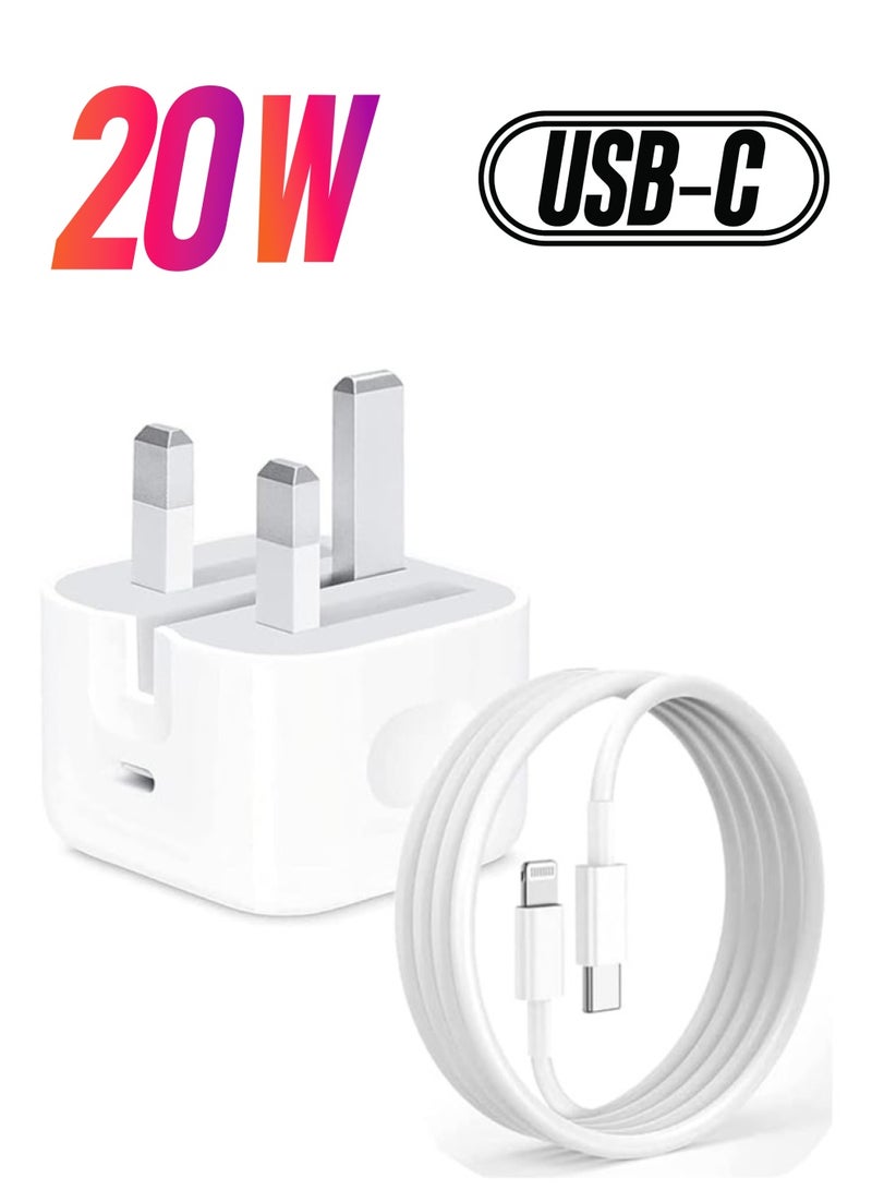 OMAKSS iPhone 20W Fast Charger | USB C Wall Fast Charger with USB C to Lightning Cable 1M Compatible with iPhone 14/14 Pro/14 Pro Max/13/12/SE2020/11/XR/XS Max/X/iPad