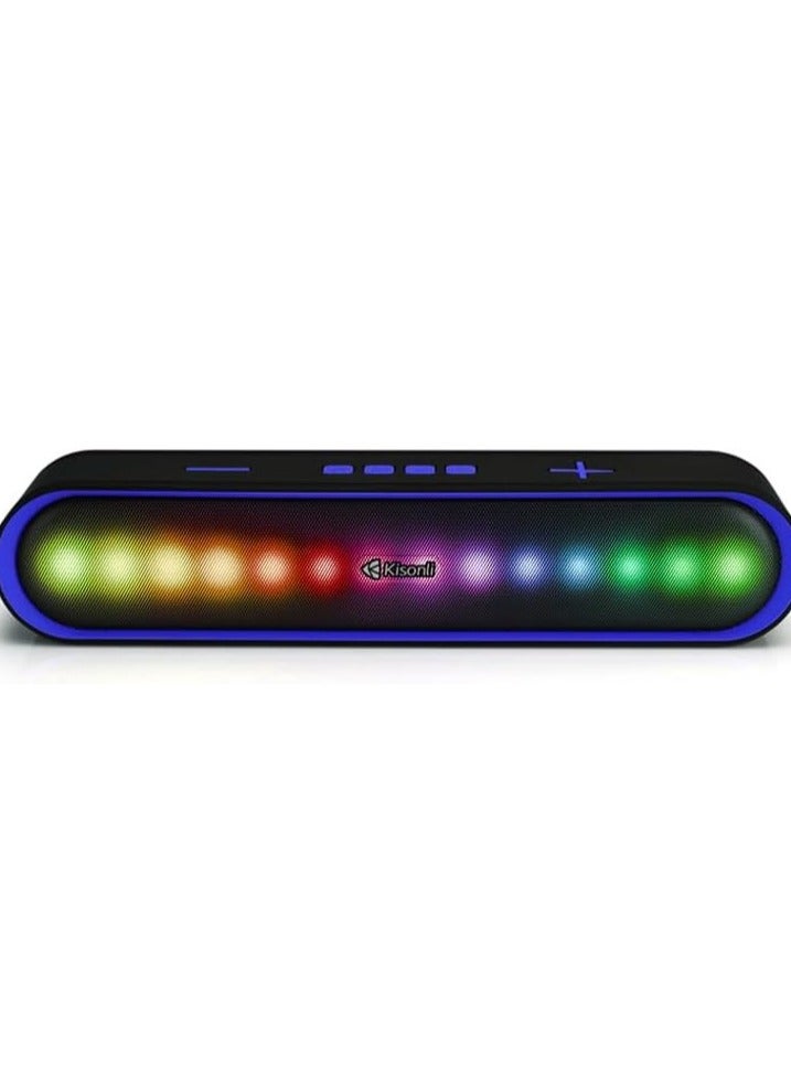 Kisonli LED-915 soundbar music speaker, bluetooth, RGB, 3 lighting modes switch,stereo, fancy music rhythm - Blue