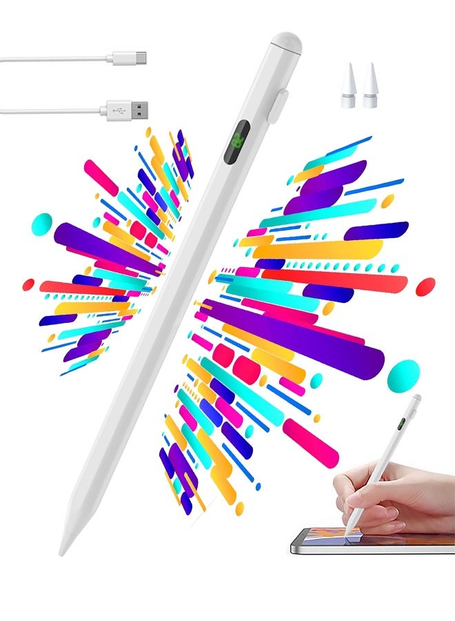 2026 New iPad Pencil with Battery Display, Stylus Pen with Magnetic & Tilt-Sensitive Design & Fast Charging For iPad 2018 and Later, White(Just for Apple)