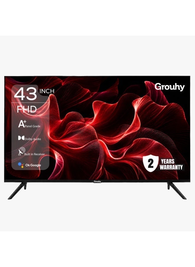 Grouhy 43 Inch FHD Smart LED TV Frameless With Built-in Receiver - GLD43SDV2