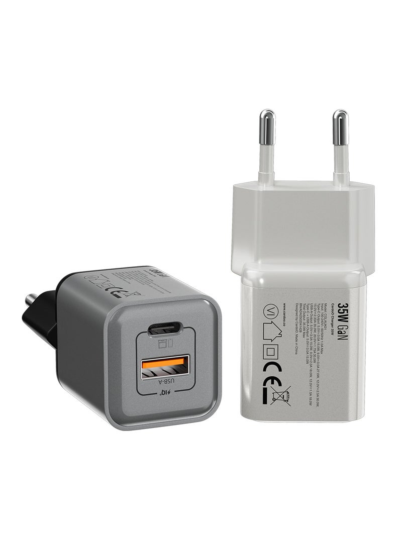 cardoO GaN Charger 35W – Compact Fast Charger – USB-C & USB-A Ports – Safe & Efficient Power Adapter – GaN Technology – Travel-Ready for Phones & Tablets – Black