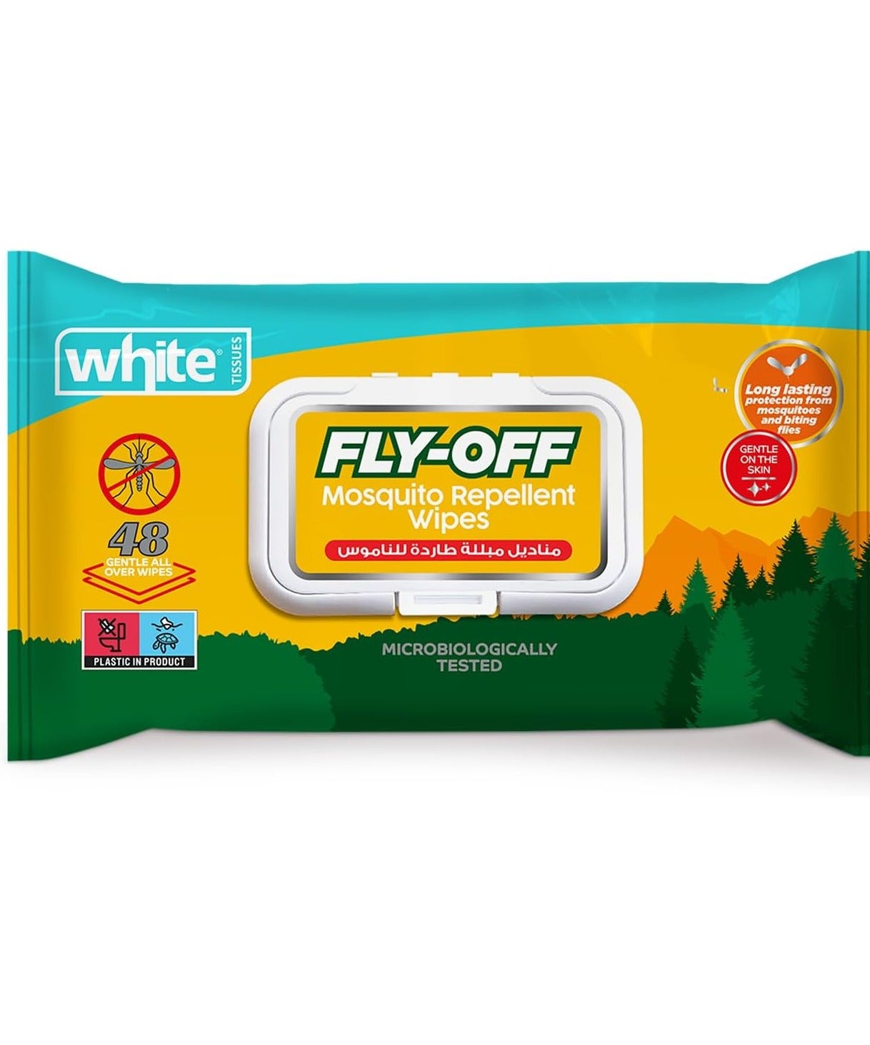White Fly-Off Mosquito Repellent Wipes - 48pcs