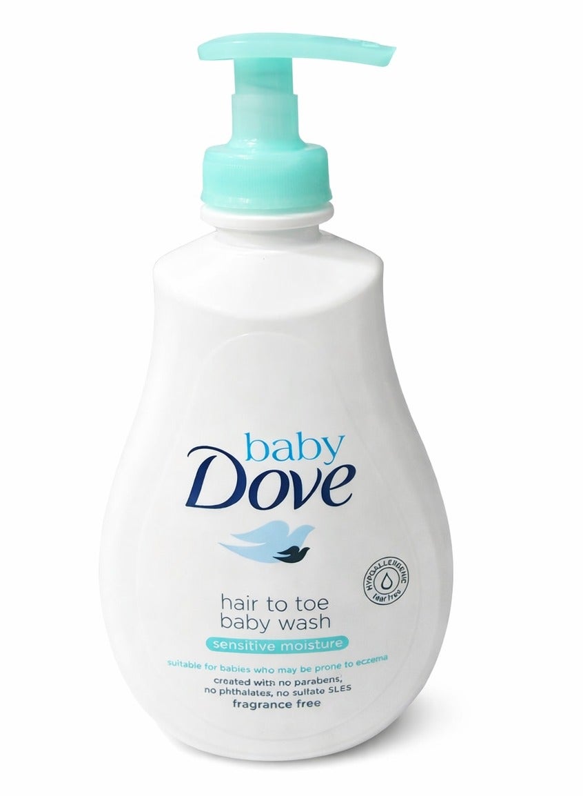 Baby Dove Hair to Toe Baby Wash 400ml, Sensitive Moisture, Fragrance Free, Mild & Gentle Baby Body and Hair Cleanser for Newborns