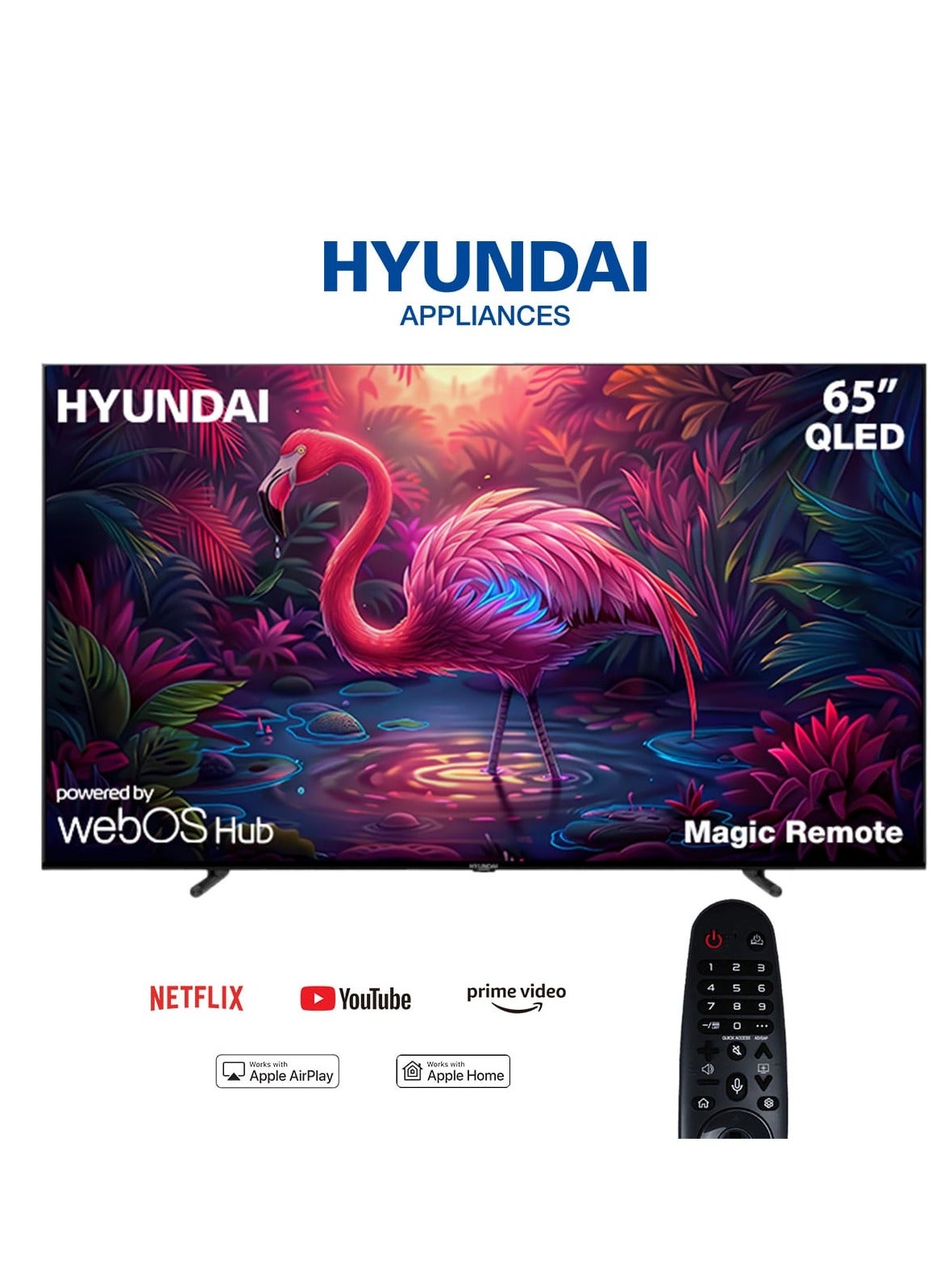65 Inch Frameless WebOS 4K UHD Smart QLED TV with Built in Receiver, Black - L65HYNDA750