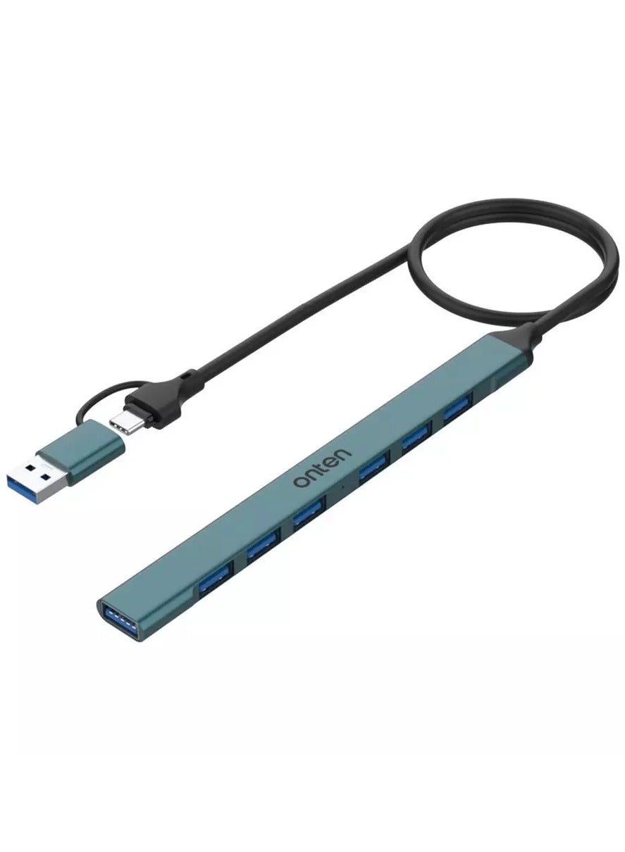 USB C + USB 3.0 to 7 USB Ports for MacBook Pro, iMac 2021, USB Splitter Aluminum Alloy