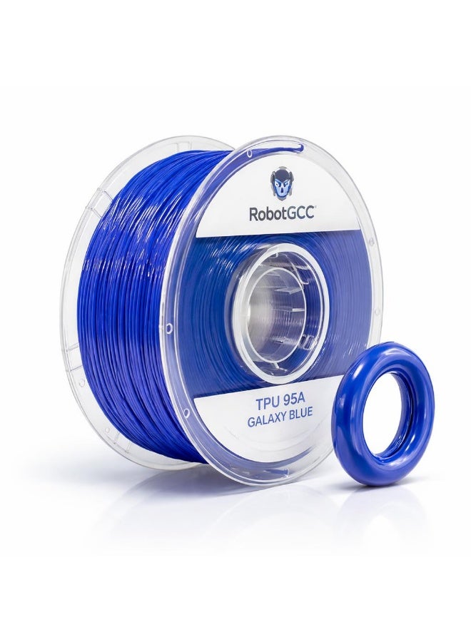 robotgcc Galaxy Blue TPU Flexible 3D Printer Filament 1.75mm High Elasticity Durable Printing Material Wear Resistant Impact Resistant Engineering Grade Filament for Robotics Wearables Functional Parts Industrial Design and Creative Prototyping