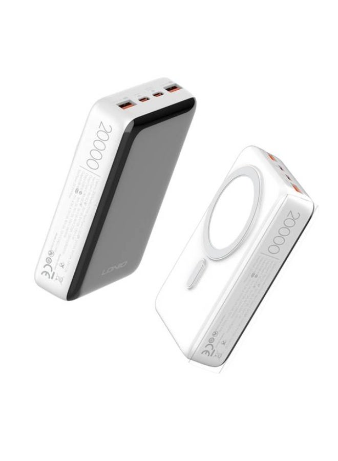 20000mAh Magnetic Wireless Power Bank with 15W Wireless Charging, 22.5W PD and QC Fast Charging Portable Charger, USB-C and USB-A High Capacity Battery Pack with LED Display, Compatible with iPhone, Samsung Galaxy, Android Phones, Tablets and Qi-Enabled Devices