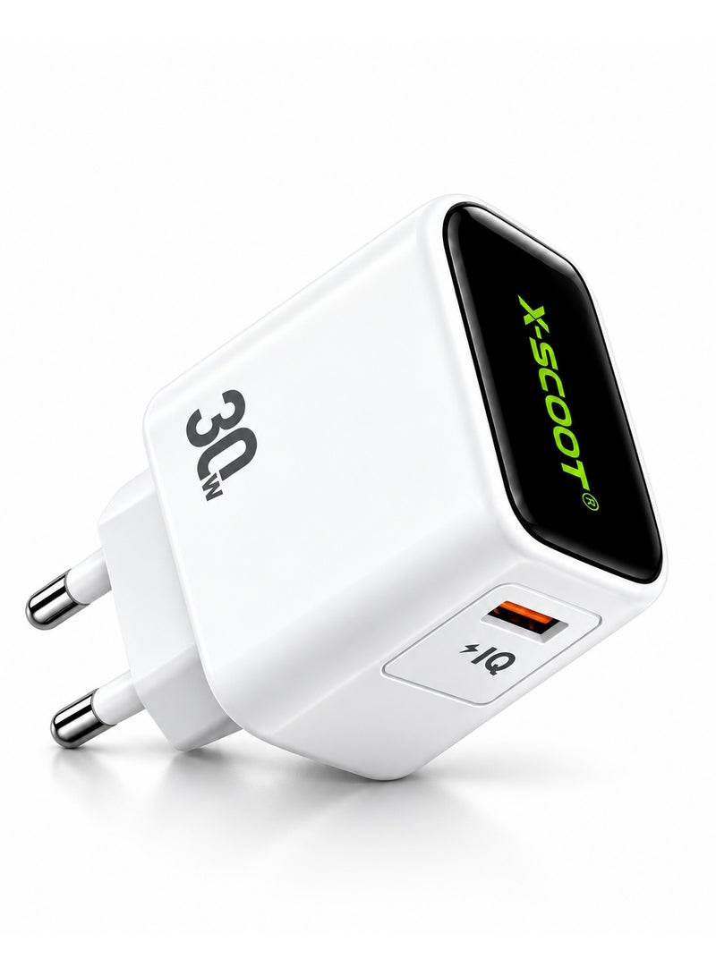 CH-275 30W Super Fast Wall Charger with Type-C Cable, Super VOOC Fast Charging, Smart LED Charging Indicator, Intelligent Chip, Safe Stable Power Output, AC 100-240V Smartphone Charger