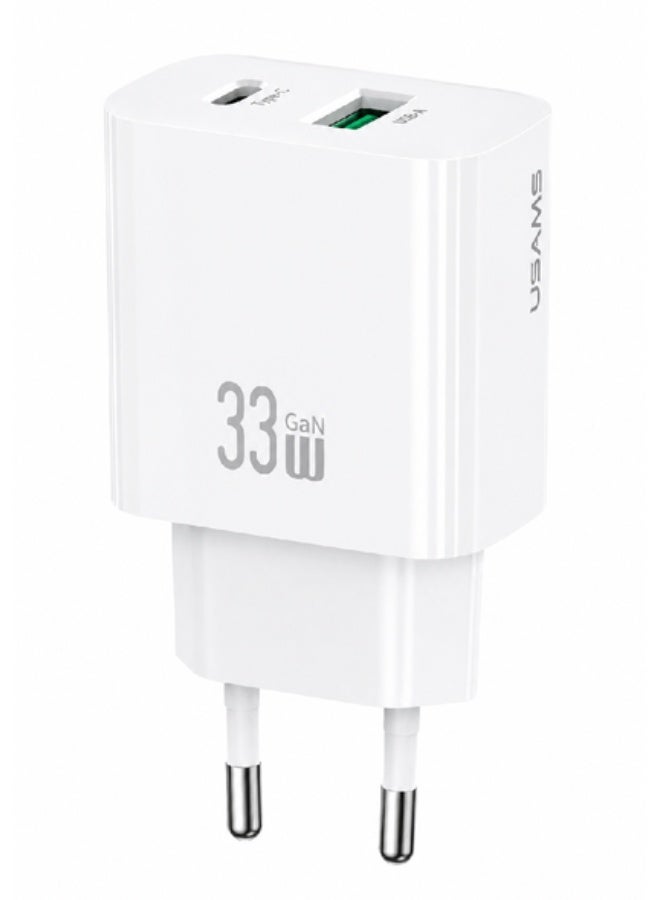 Usams CC317 T65 33W A+C Dual-Port Fast Charger-White