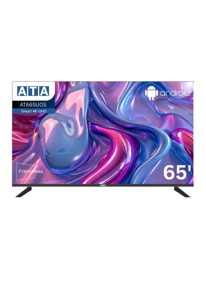 TA 65 Inch 4K UHD Smart TV, Frameless Design, Smart Web/Android System - ATA65AUOS