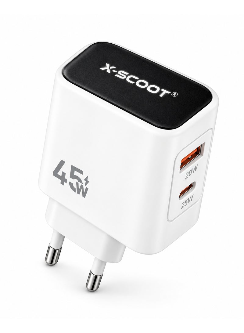 CH-276 45W Super Fast Wall Charger with 1M Type-C to Type-C Cable, Super VOOC Fast Charging, Smart Chip, High Power Output, Safe Charging Adapter, AC 100-240V for Smartphones Tablets