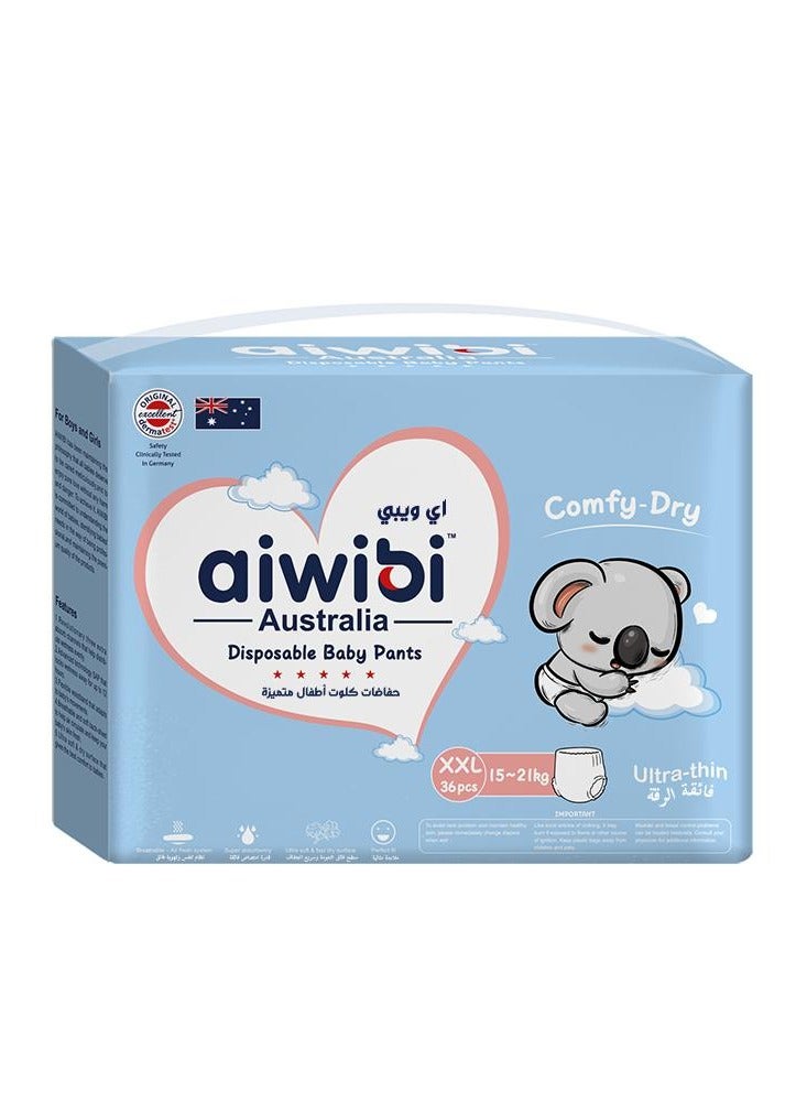 Comfy Dry Baby Pants Size 6-XXL (15-21kg)-Soft Breathable Pull Up Nappies with Leak Protection 36Pcs
