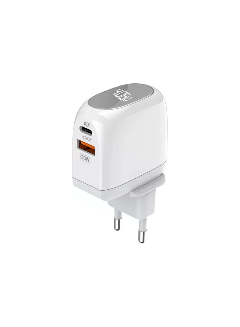 LDNIO A2522C USB-A TYPE-C LED Display 30W Fast Charger Multicolour Ports QC3.0 PD Dual USB Travel Portable US UK EU Plug Wall Charger