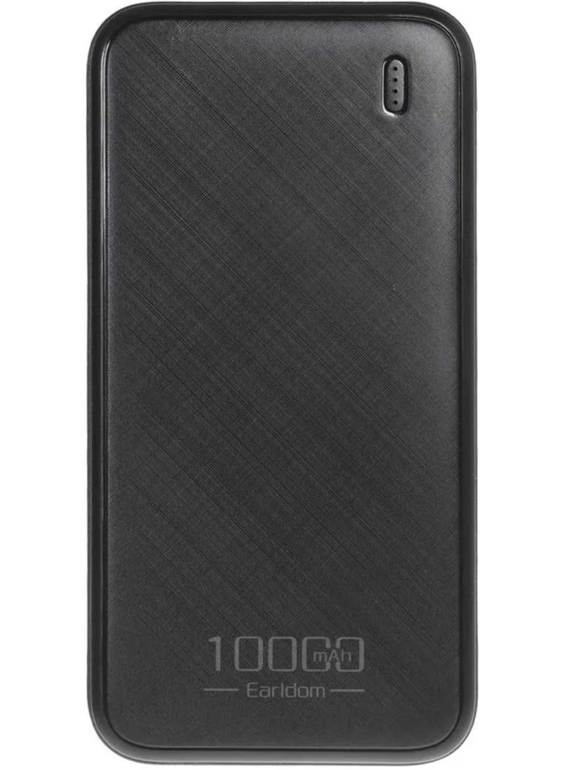 Earldom ET-PB73 10000mAh Power Bank with Dual USB Output, Type-C & Micro USB Input, 10.5W Fast Charging, LED Battery Indicator, Portable Lithium Polymer Battery Pack