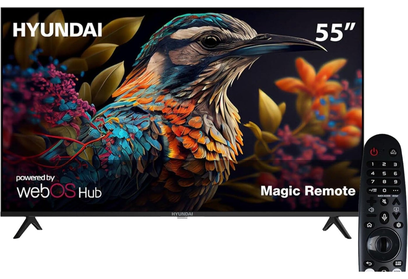 Hyundai 55 Inch Frameless WebOS 4K UHD Smart LED TV with Built in Receiver, Black - L55HYNDA650