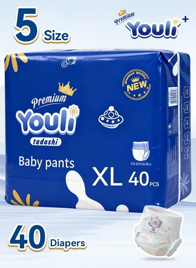 Baby Diapers,Pants Diapers Size 5, 12-17 Kg, 360° Leak-Free Fit For Up To 100% Leakage Protection, Ultimate Comfort 40 Diapers