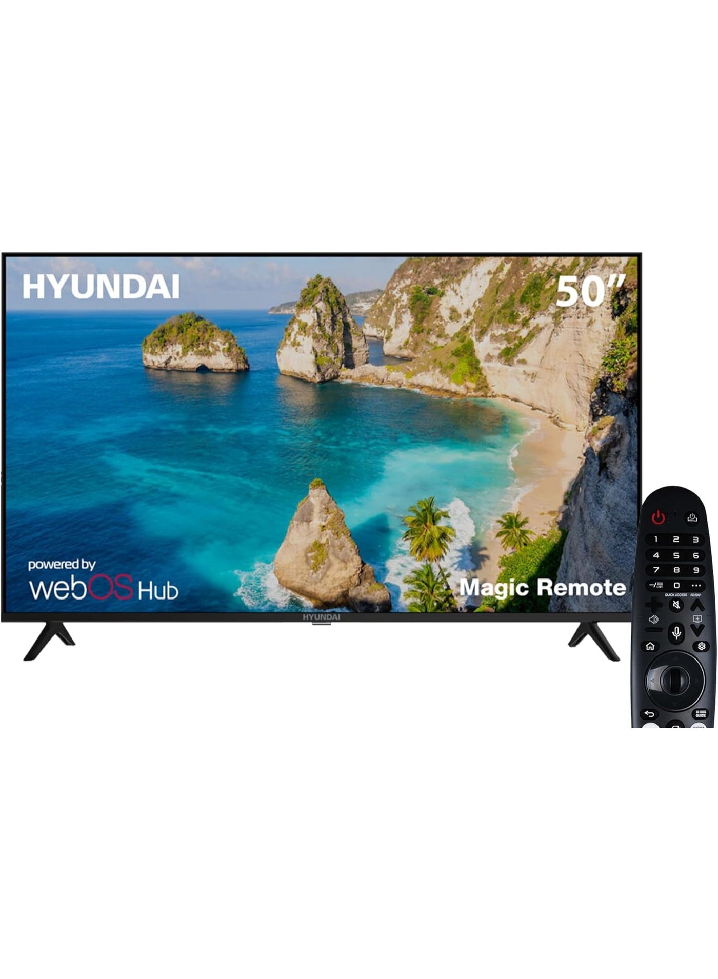 Hyundai 50 Inch Frameless WebOS 4K UHD Smart LED TV with Built in Receiver, Black - L50HYNDA650