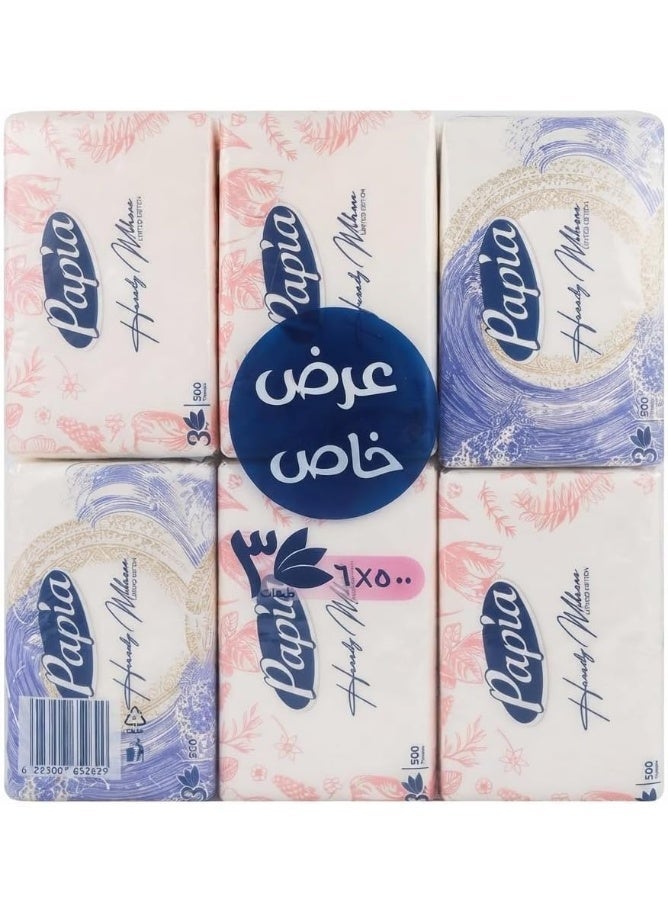 Soft Facial Tissues 3 Ply 500 sheets - pack of 6