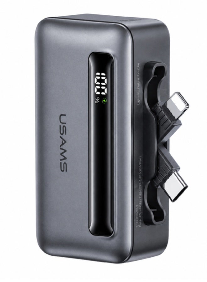 Usams CD233 20W Dual-Port Digital Display Fast Charging Power Bank Type-C + Lightning-Gray