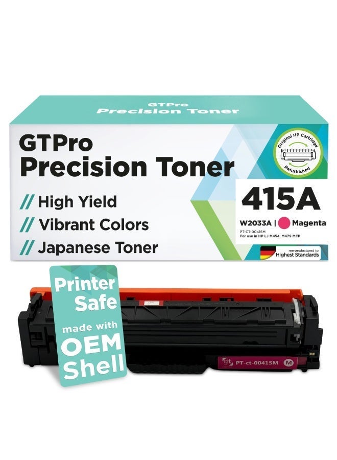 GTPro Precision Toner GTPro Replacement Printer HP 415A Toner Cartridges Compatible With 415A HP W2033A - Compatible With Color Laserjet Pro MFP Series Printer CLJ M454 M479MFP (Magenta, 1 Pack)