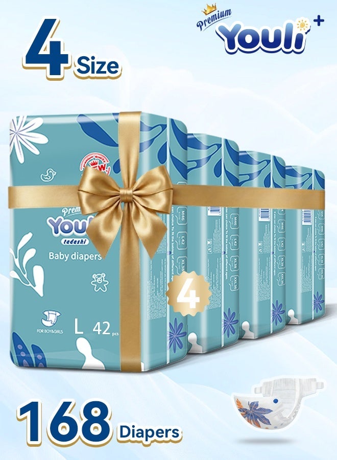 Baby Diapers,Taped Diapers Size 4, 9-14 Kg, 360° Leak-Free Fit For Up To 100% Leakage Protection, Comfort Taped Mega Pack 168 Diapers