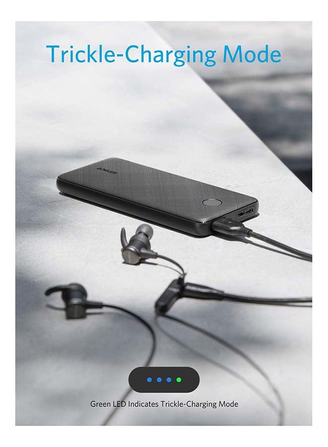 Anker Power Bank (PowerCore 10K), Compact Travel-Ready 10,000mAh Battery Pack with PowerIQ Charging Technology, 5V/3A High-Speed Charging for iPhone, iPad, and More (USB-C Input Only) (Black) Black