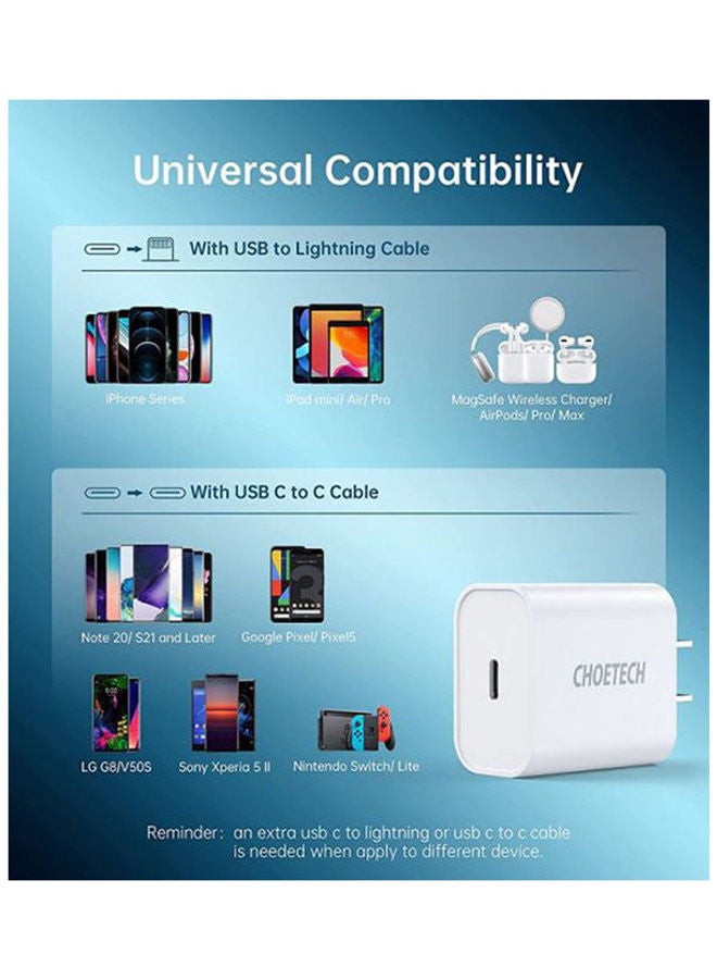 PD 20W USB-C Charger White