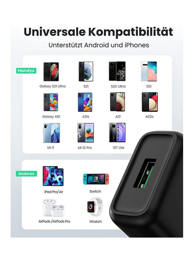 Qc3.0 Usb Fast Charger Eu Black