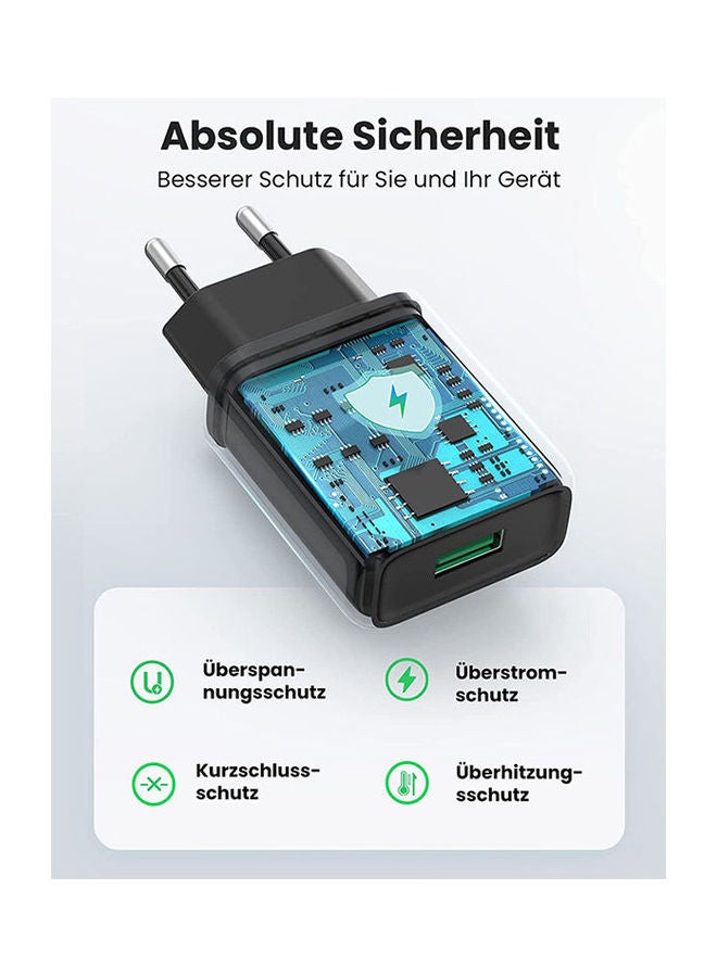 Qc3.0 Usb Fast Charger Eu Black