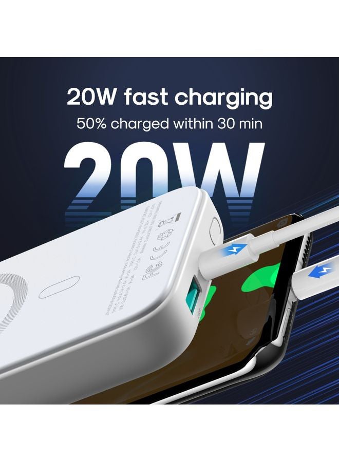 JR-W020 20W Mini Magnetic Wireless Power Bank 10000 mAh White