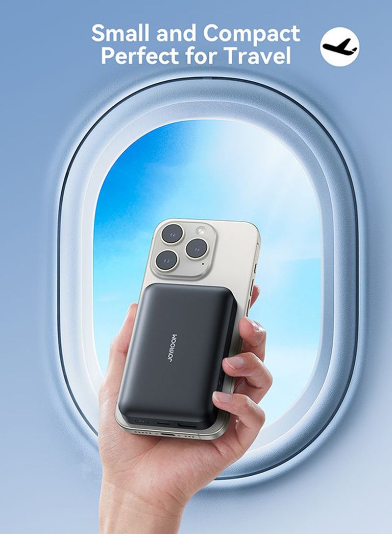 Magnetic Wireless Charging Mini Power Bank 10000 mAh Black