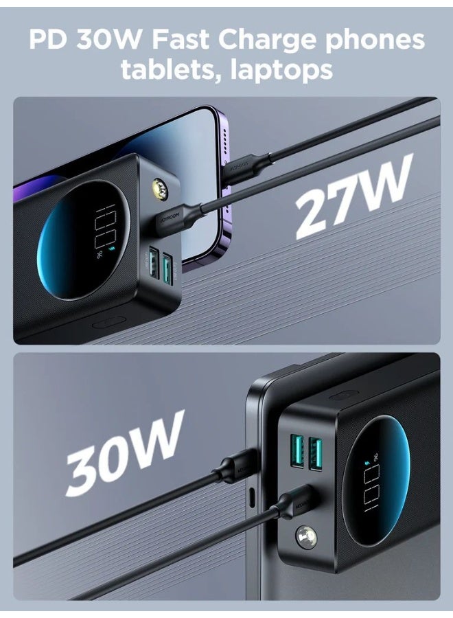 30000 mAh 30000mAh 2 Input 3 Output Power Bank Big LED Display PD 3.0 QC 3.0 External Battery Charger Black