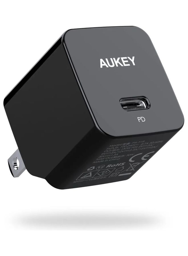 PA-Y19 30W USB C GaN PD3.0 Charger with safe protection function next-generation power semiconductor material GaN (Black) Black